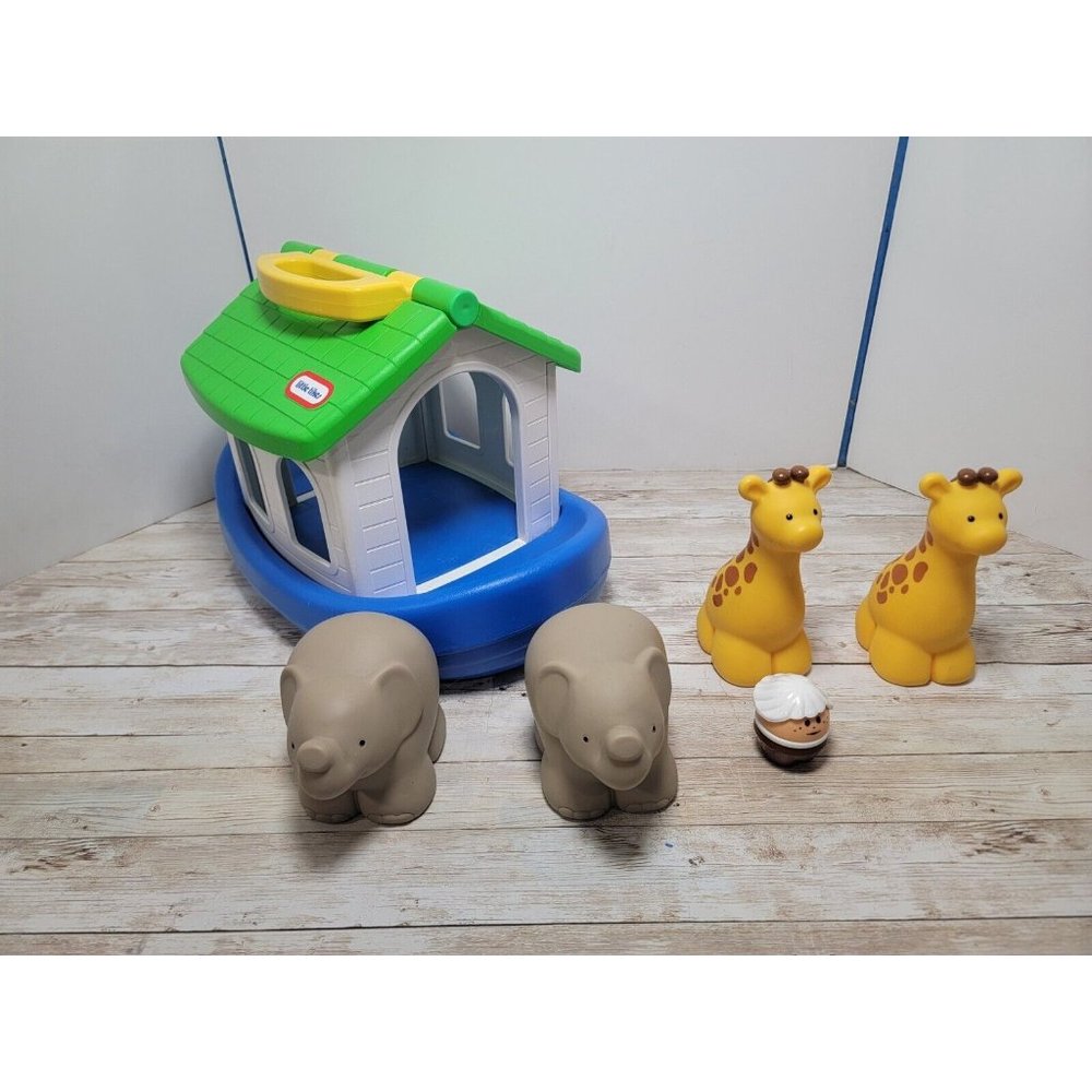 Little Tikes Noahs Ark Arc Rubber Giraffes Elephants Noah Figure Bathtub Toys